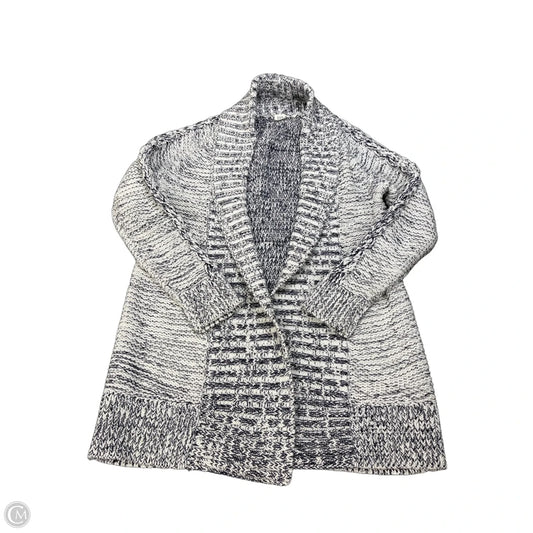 Sweater Cardigan By Gap In Grey & White, Size: M