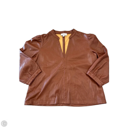 Top Short Sleeve By Evereve In Tan, Size: M