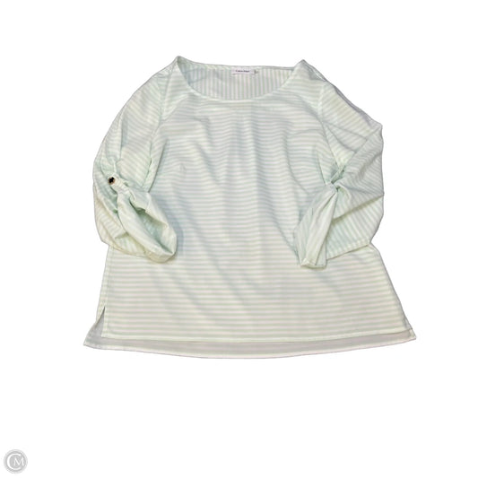 Blouse Long Sleeve By Calvin Klein In Green, Size: L