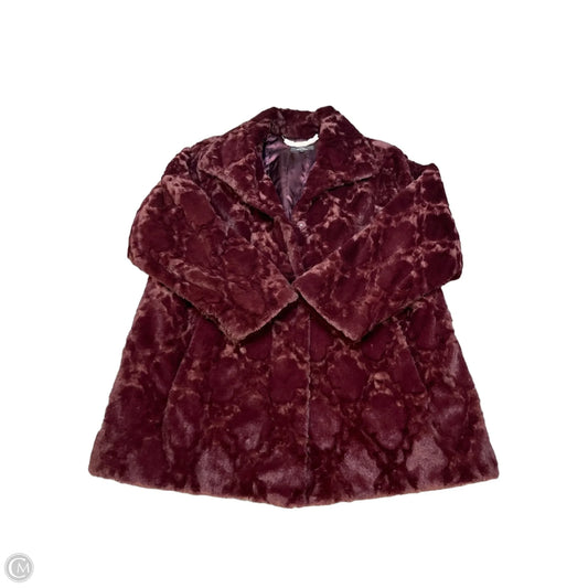 Coat Faux Fur & Sherpa By Dennis Basso Qvc In Maroon, Size: 2x