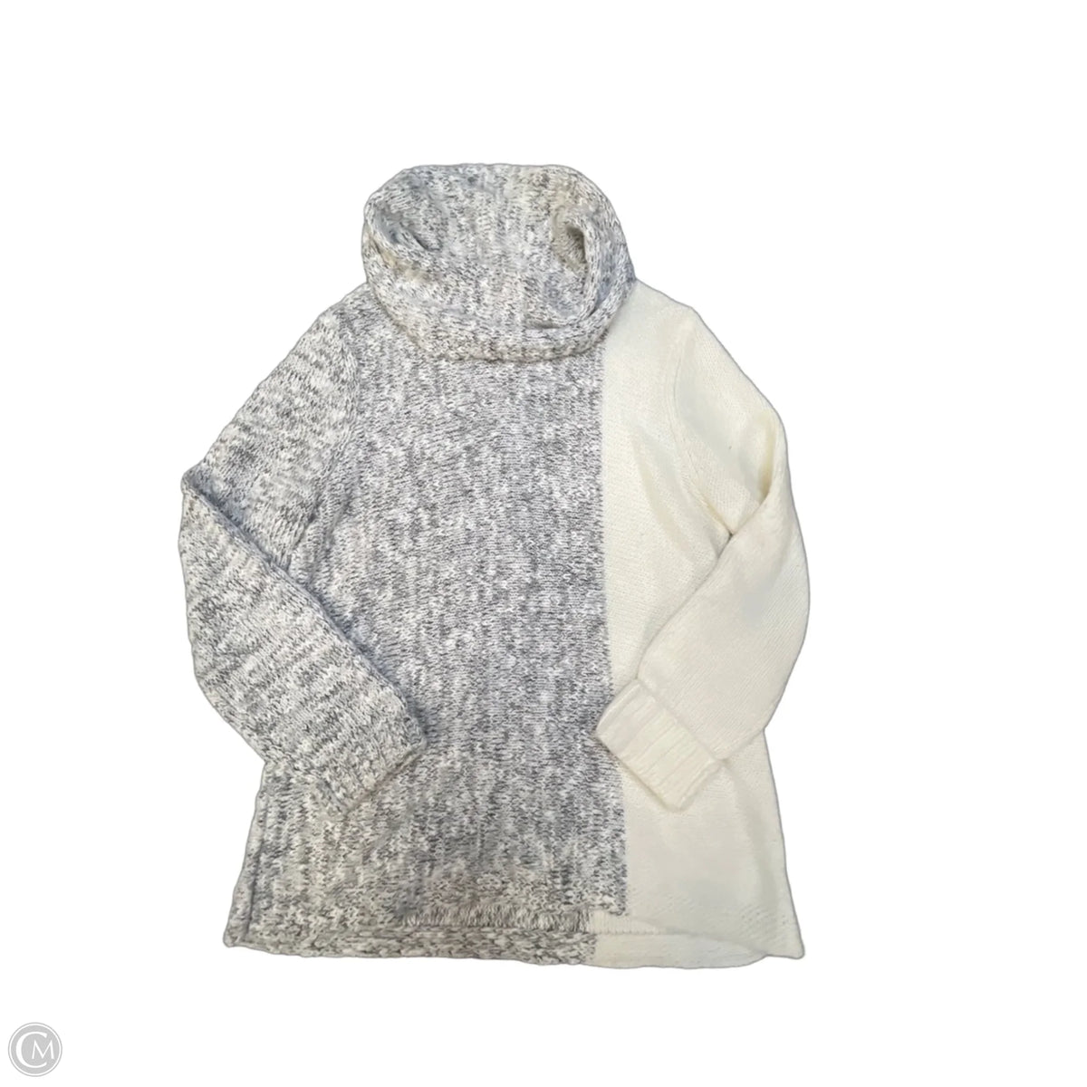 Sweater By Chicos In Grey & White, Size: M