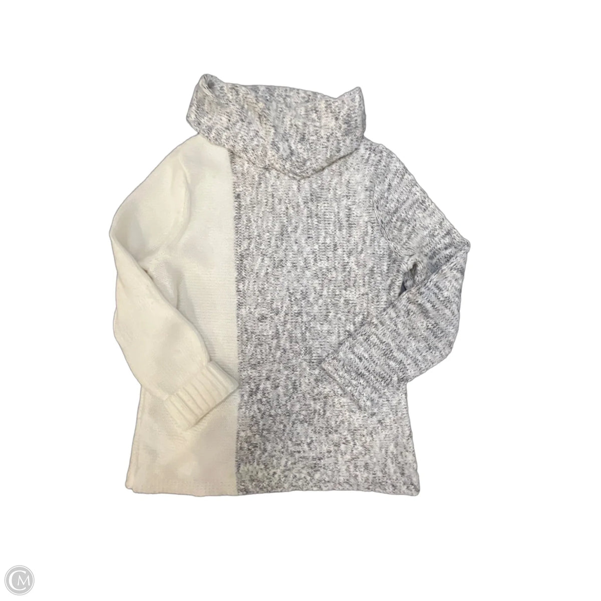 Sweater By Chicos In Grey & White, Size: M