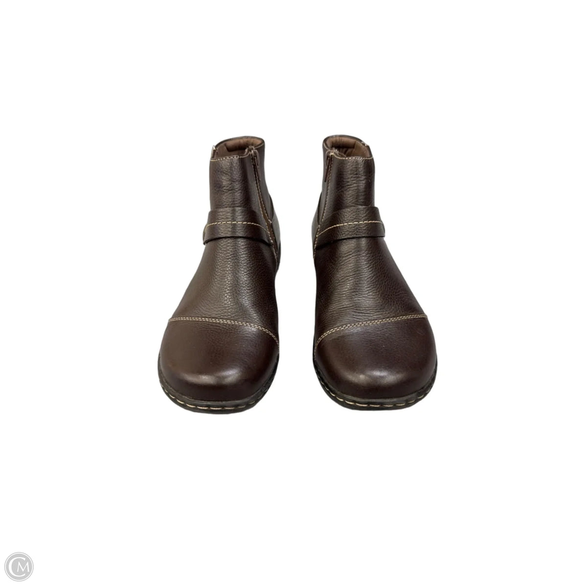 Boots Ankle Flats By Clarks In Brown, Size: 9