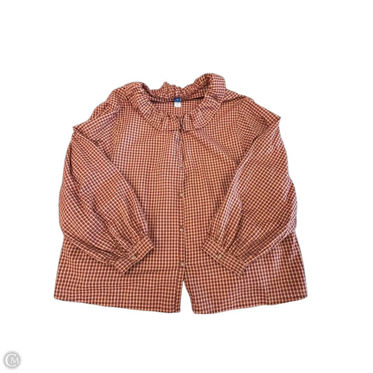 Blouse Long Sleeve By Old Navy In Brown, Size: Xl