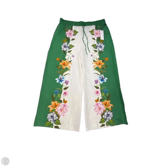 Pants Linen By Maison Damelie In Green & White, Size: Xl