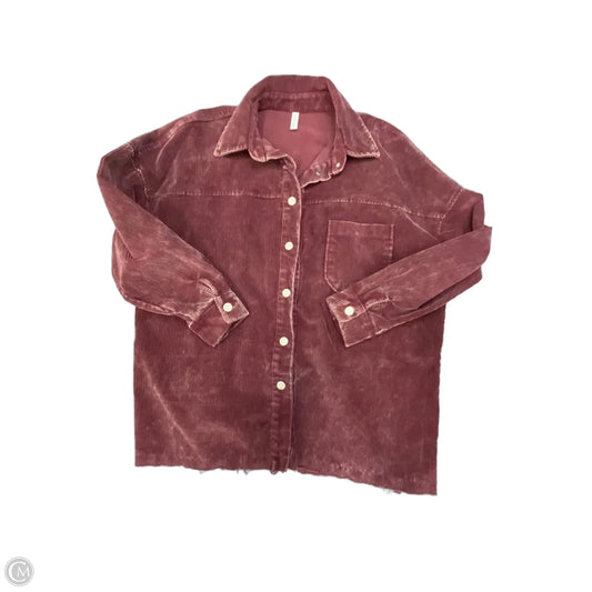 Jacket Shirt By Zenana In Maroon, Size: M