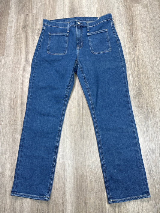 Jeans Straight By Gap In Blue Denim, Size: 14