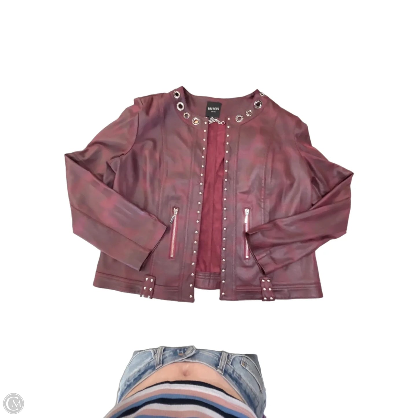 Jacket Moto By Clothes Mentor In Purple, Size: Xl