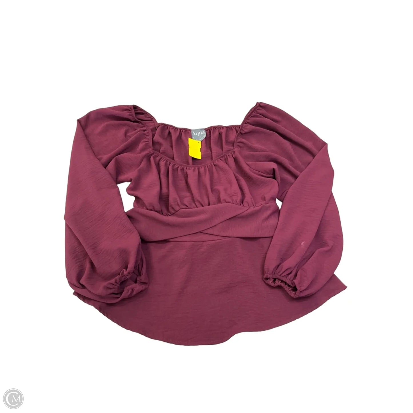 Blouse Long Sleeve By Arula In Maroon, Size: Xl