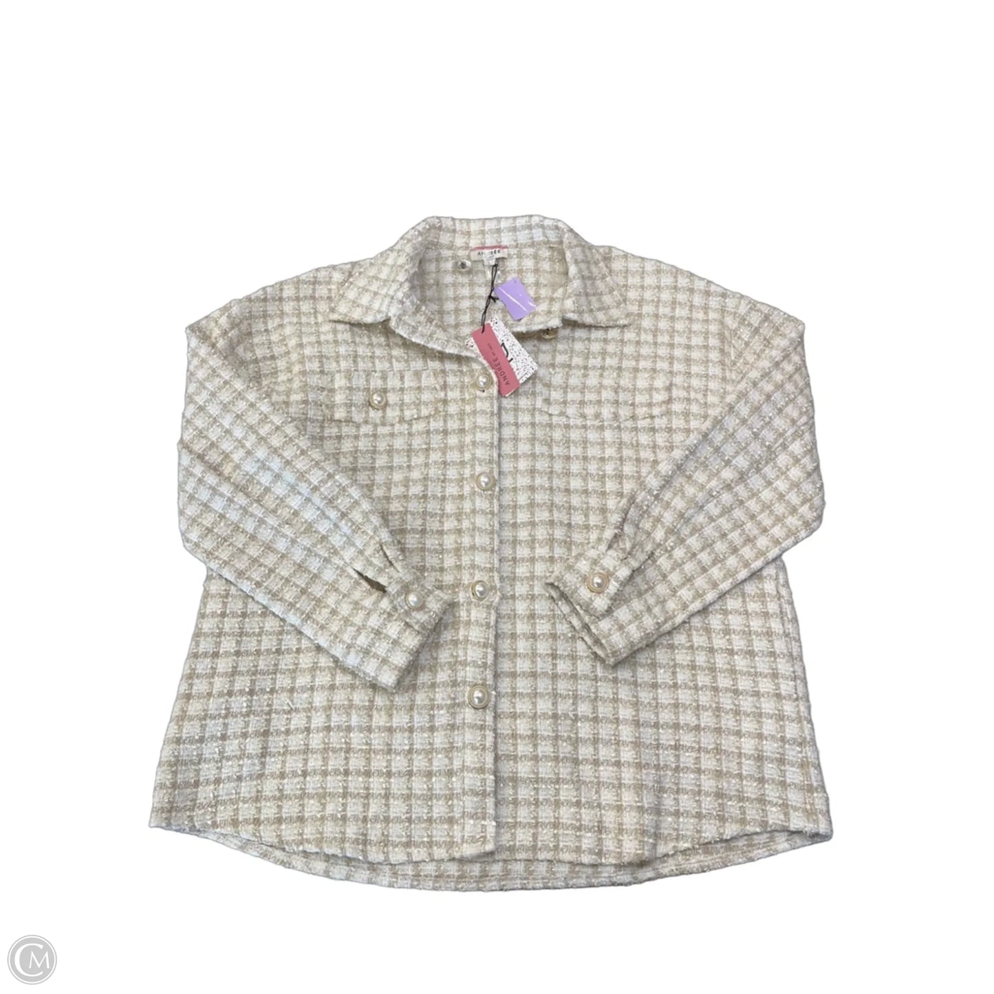 Jacket Shirt By Andree By Unit In Plaid Pattern, Size: L
