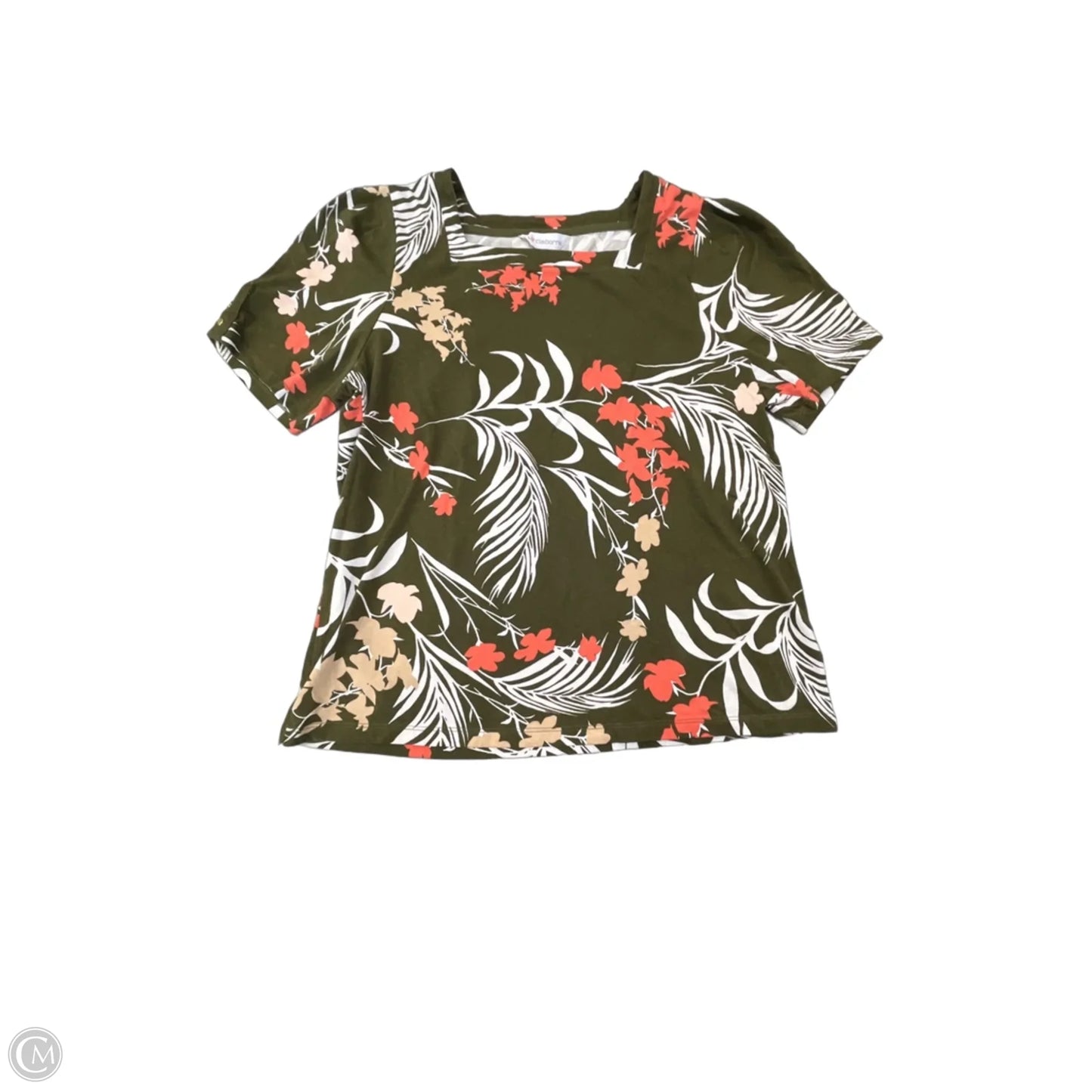 Top Short Sleeve By Liz Claiborne In Tropical Print, Size: L
