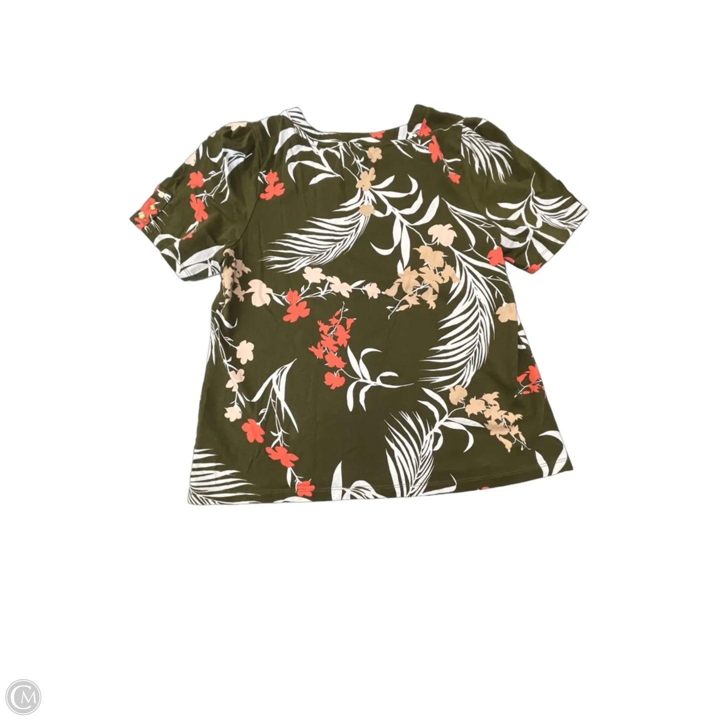 Top Short Sleeve By Liz Claiborne In Tropical Print, Size: L