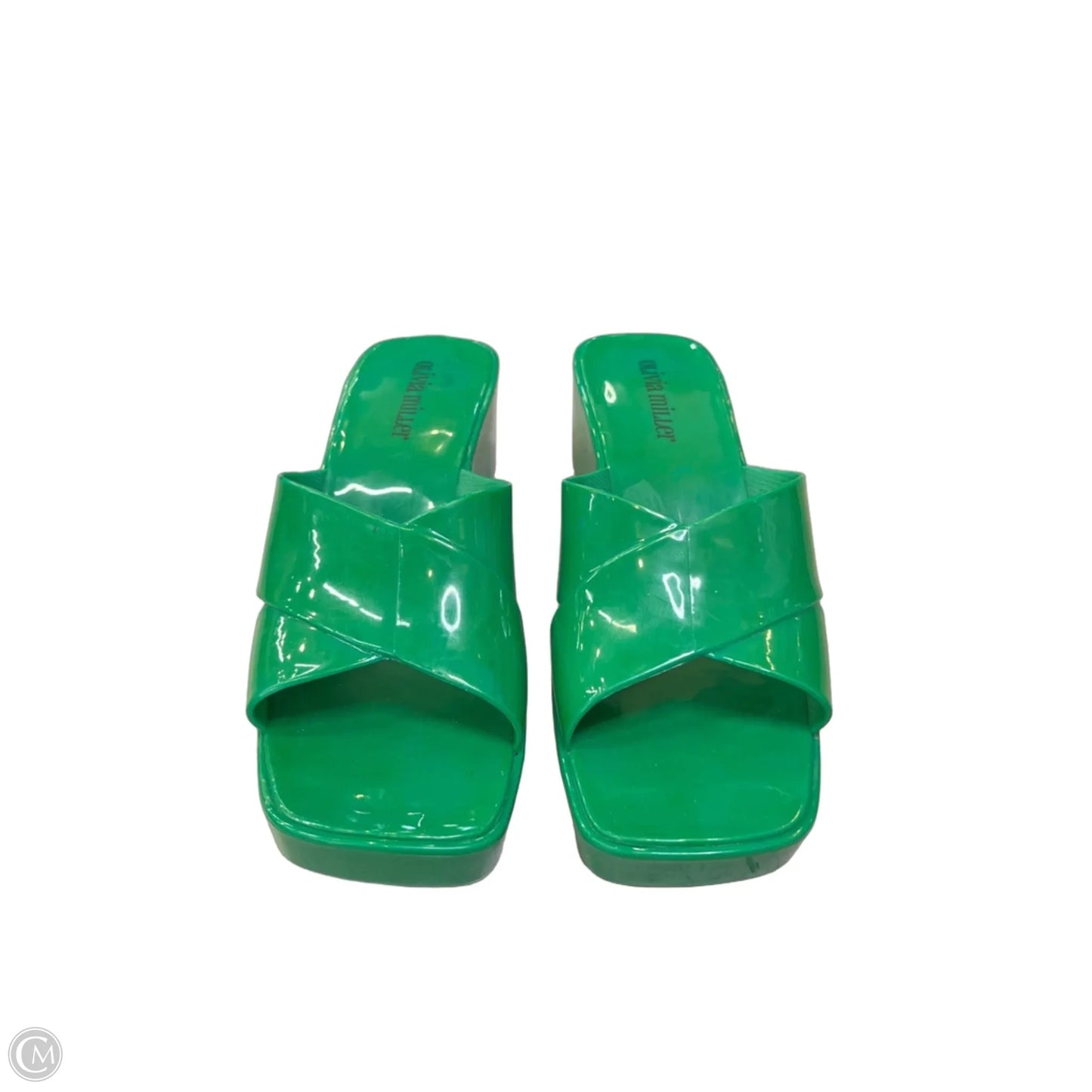 Sandals Heels Wedge By Olivia Miller In Green, Size: 8