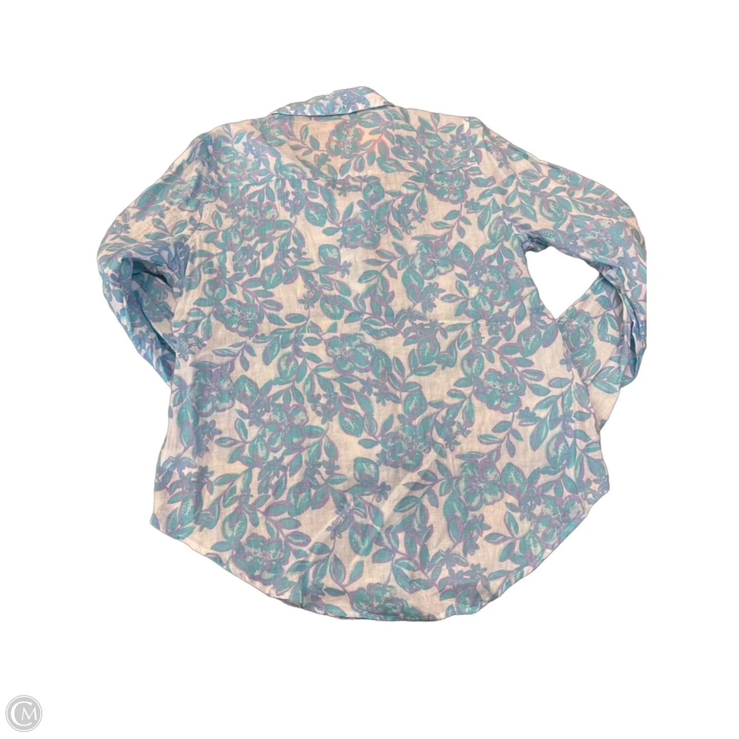 Top Long Sleeve Designer By Lilly Pulitzer In Blue & White, Size: M