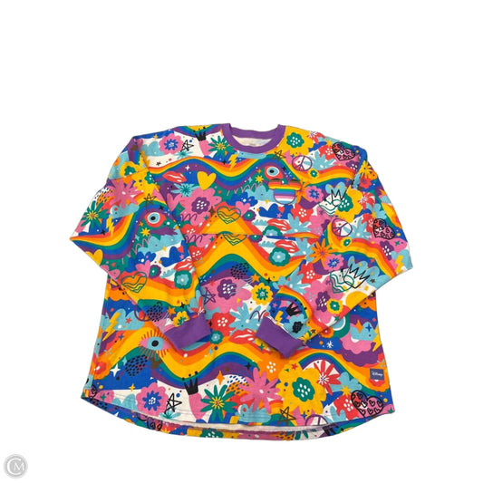 Top Long Sleeve By Disney In Rainbow Print, Size: Xl