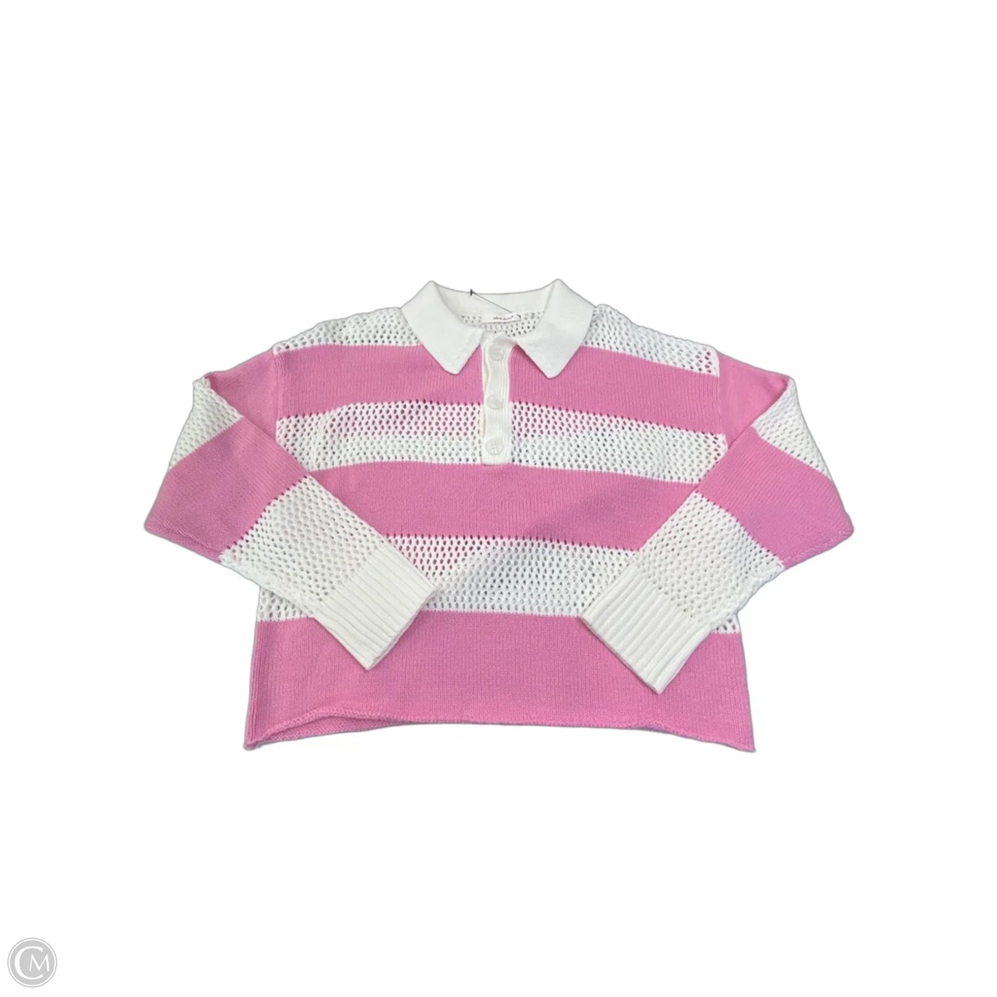 Sweater By Idem Ditto In Cream & Pink, Size: L