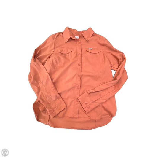 Athletic Top Long Sleeve Collar By Columbia In Orange, Size: L