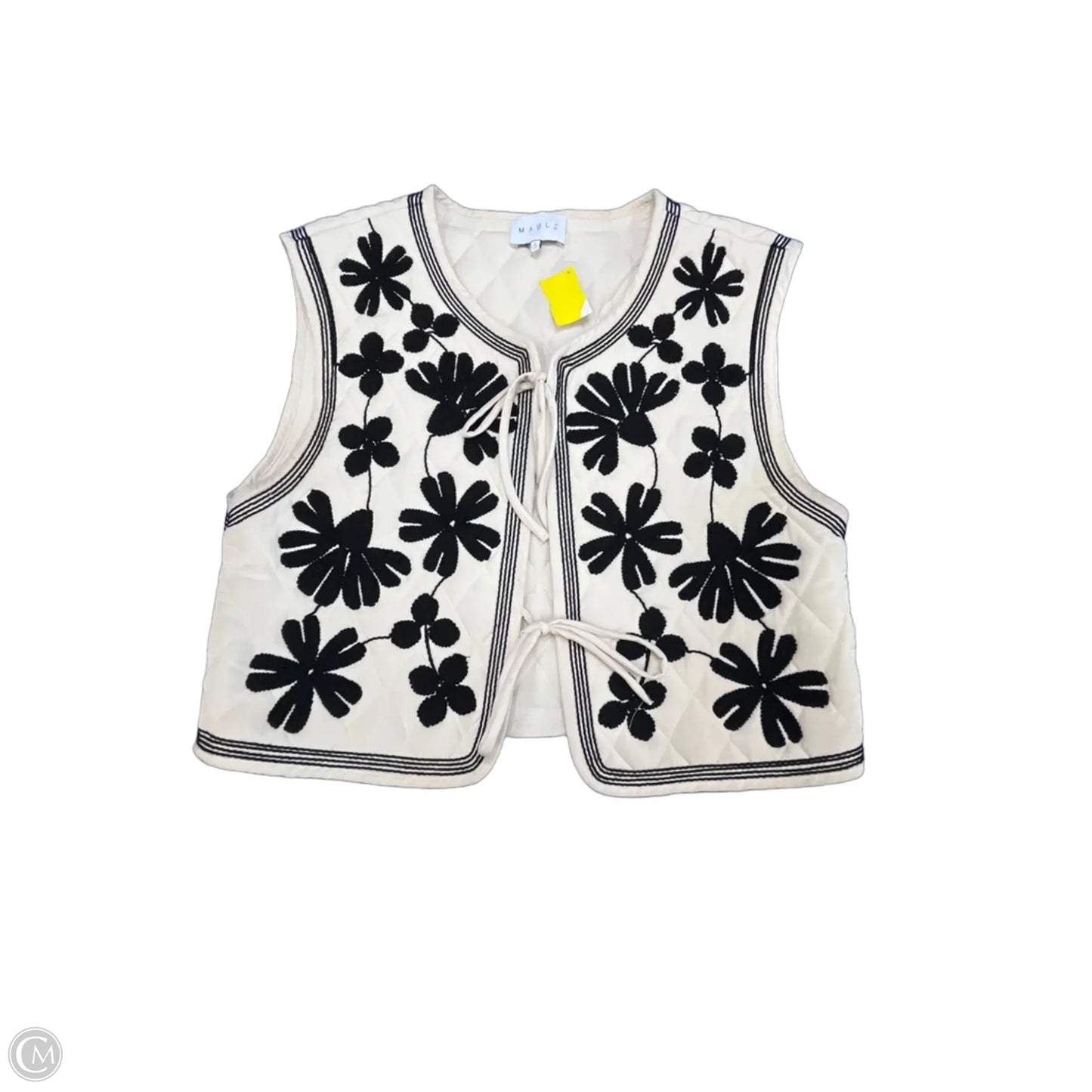 Vest Puffer & Quilted By Mable In Black & Cream, Size: L