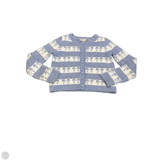Sweater Cardigan By Freshman In Blue & White, Size: M