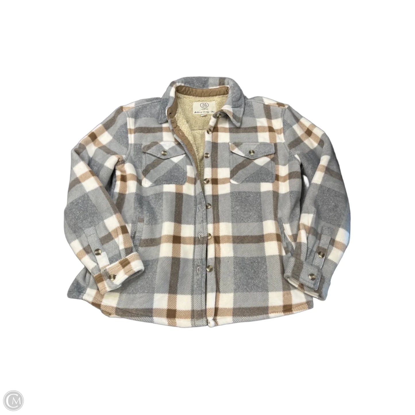Jacket Shirt By Sage In Plaid Pattern, Size: M