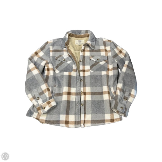 Jacket Shirt By Sage In Plaid Pattern, Size: M