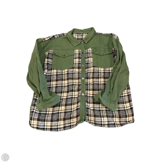 Jacket Shirt By Clothes Mentor In Green, Size: Xl
