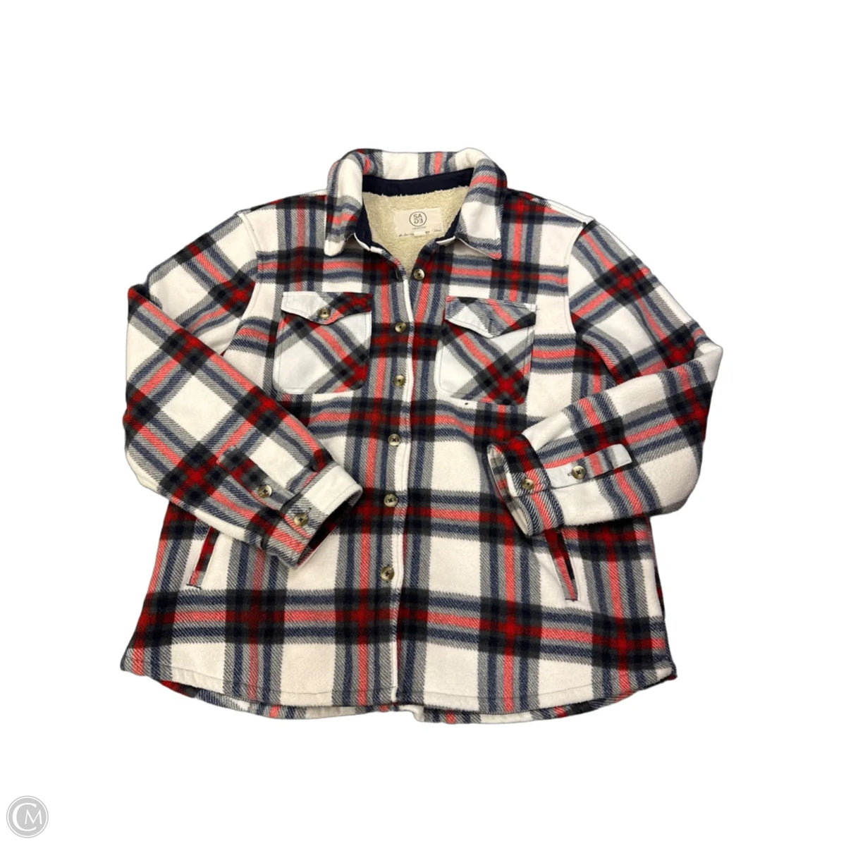 Jacket Shirt By Sage In Plaid Pattern, Size: Xl