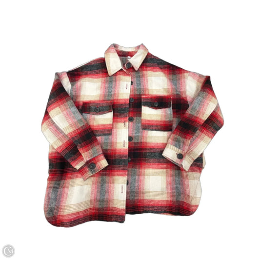 Jacket Shirt By Elan In Plaid Pattern, Size: S