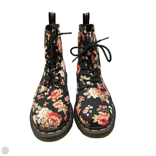 Boots Designer By Dr Martens In Floral Print, Size: 9