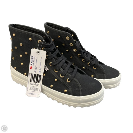 Shoes Sneakers Platform By Superga In Black & Gold, Size: 10