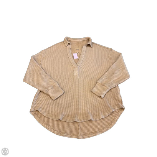 Top Long Sleeve By Aerie In Tan, Size: M