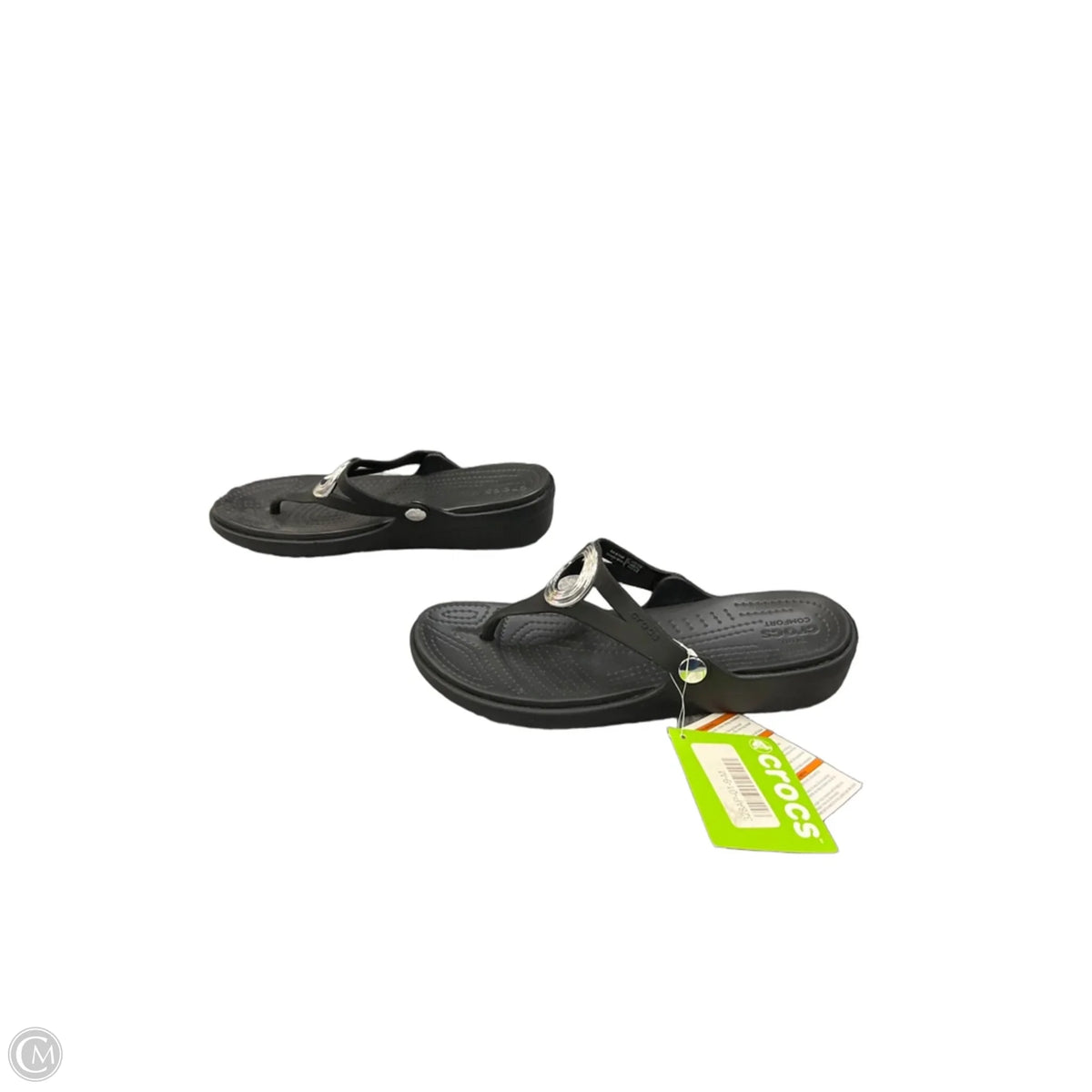 Sandals Flats By Crocs In Black, Size: 9