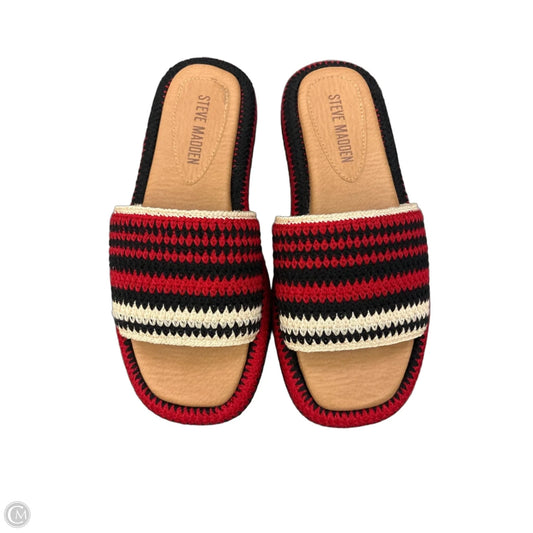 Sandals Flats By Steve Madden In Black & Red, Size: 8