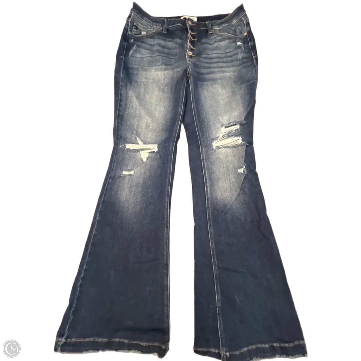 Jeans Flared By Kancan In Blue Denim, Size: 14