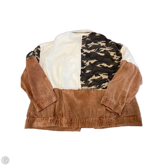 Jacket Shirt By Pol In Brown & Cream, Size: M