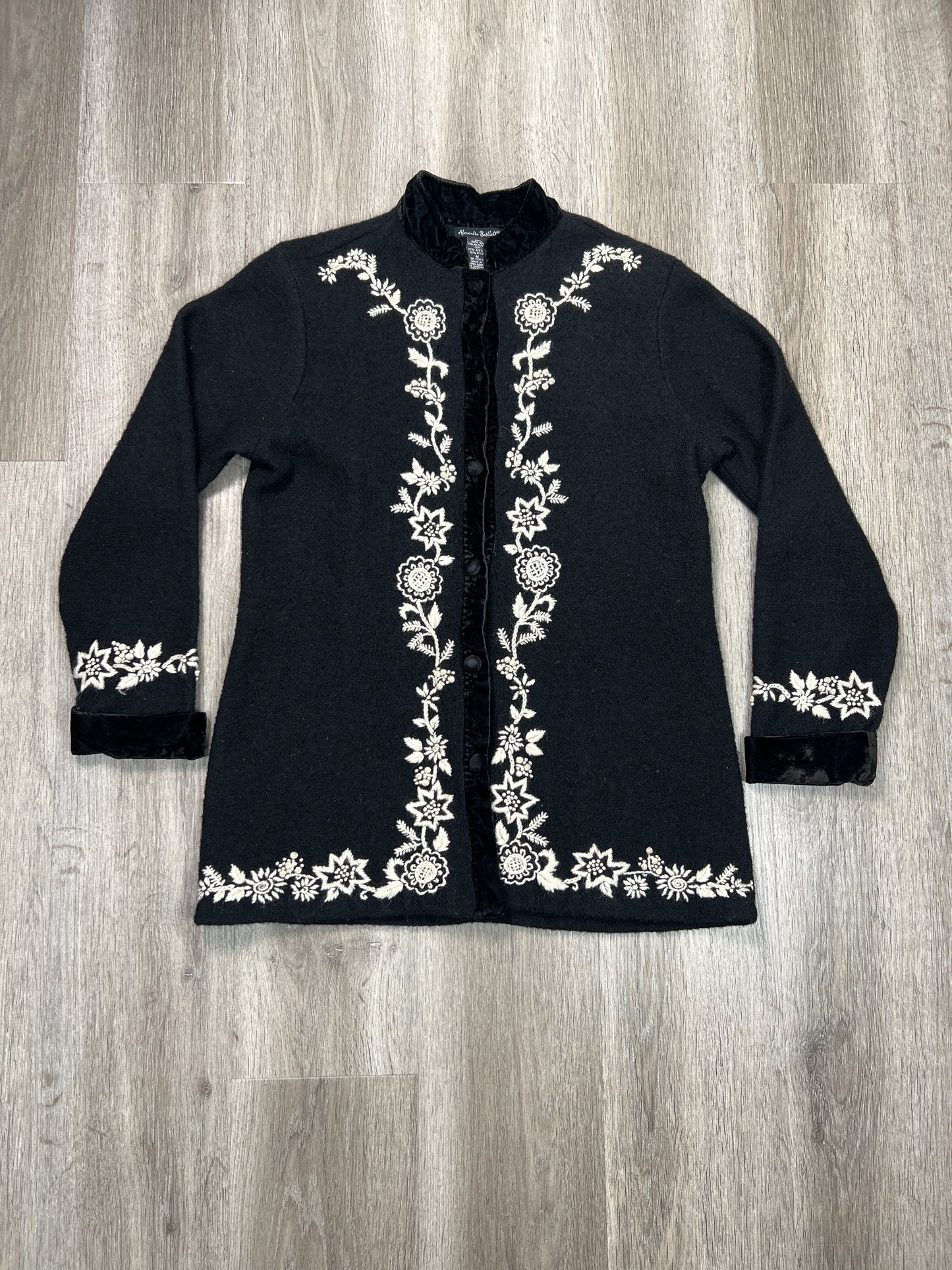 Coat Wool By Clothes Mentor In Black & Cream, Size: M