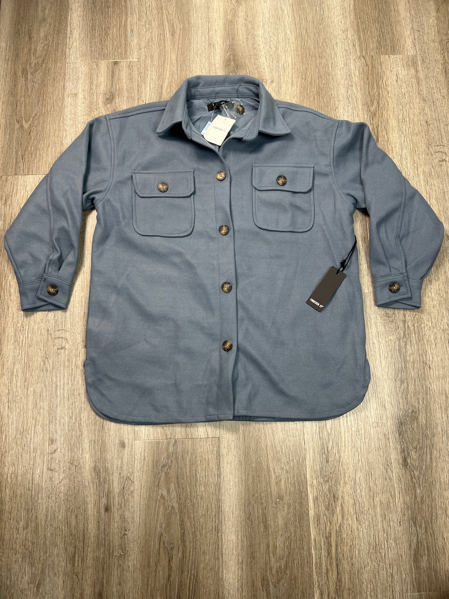 Jacket Shirt By Forever 21 In Blue, Size: S