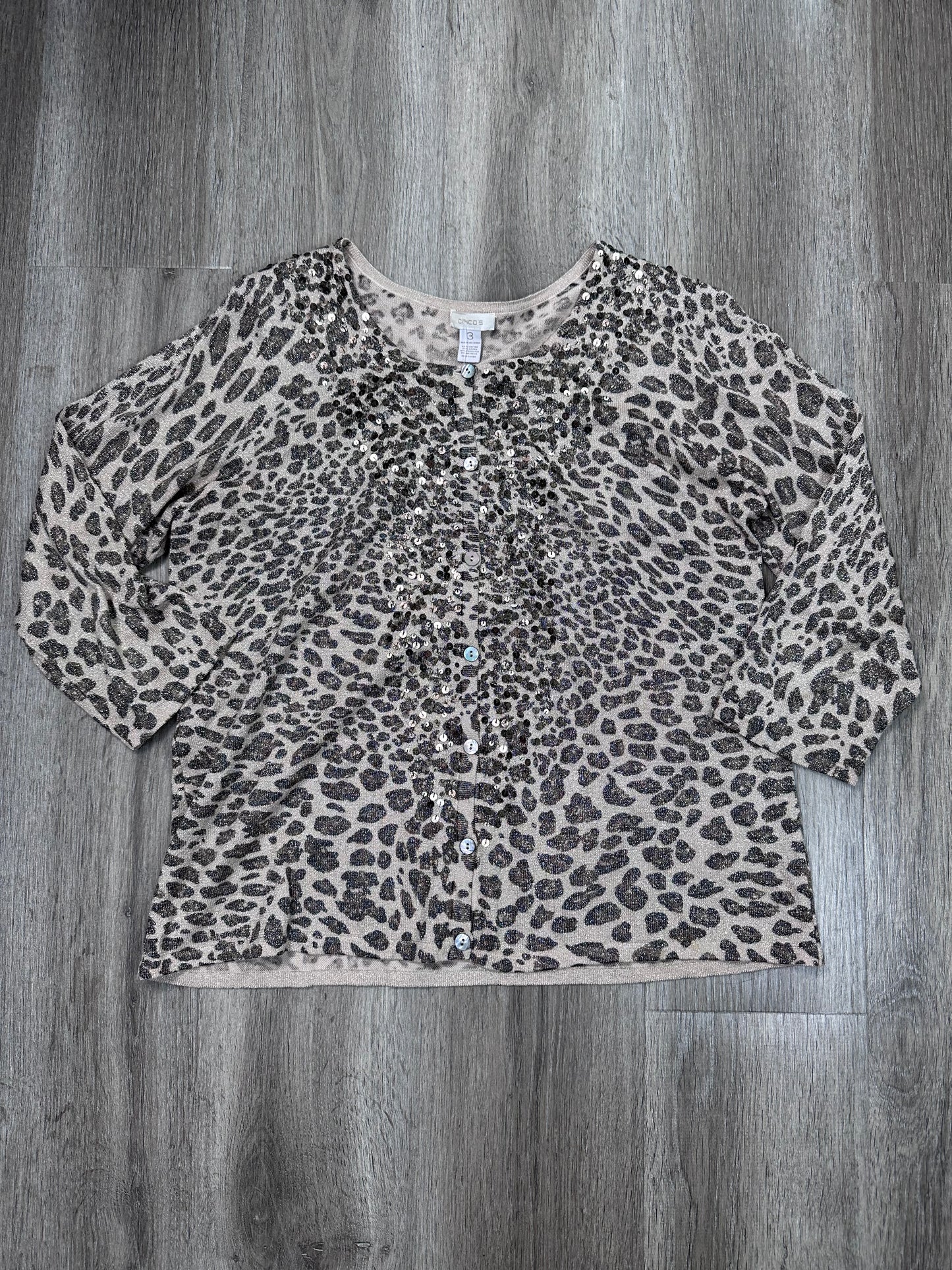 Cardigan By Chicos In Animal Print, Size: Xl