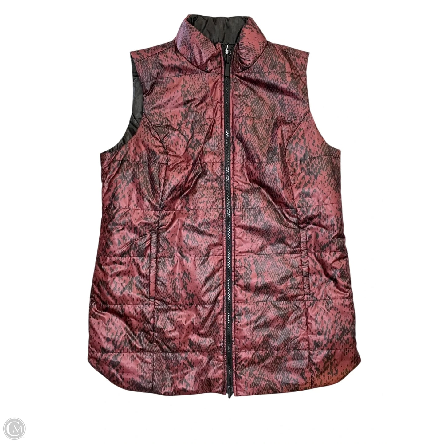 Vest Puffer & Quilted By Chicos In Black & Red, Size: M