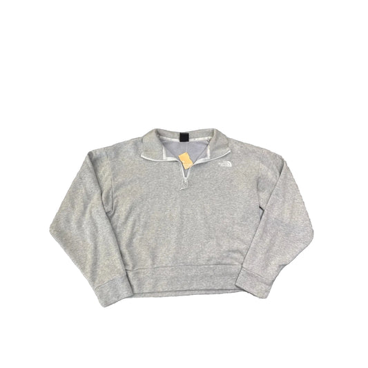 Athletic Top Long Sleeve Collar By The North Face In Grey, Size: M