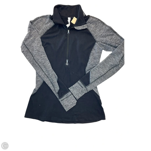Athletic Top Long Sleeve Collar By Lululemon In Black & Grey, Size: M