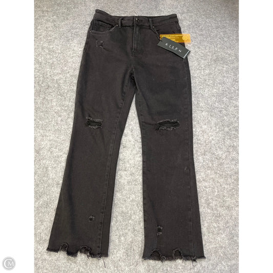 Jeans Straight By Risen In Black Denim, Size: 10
