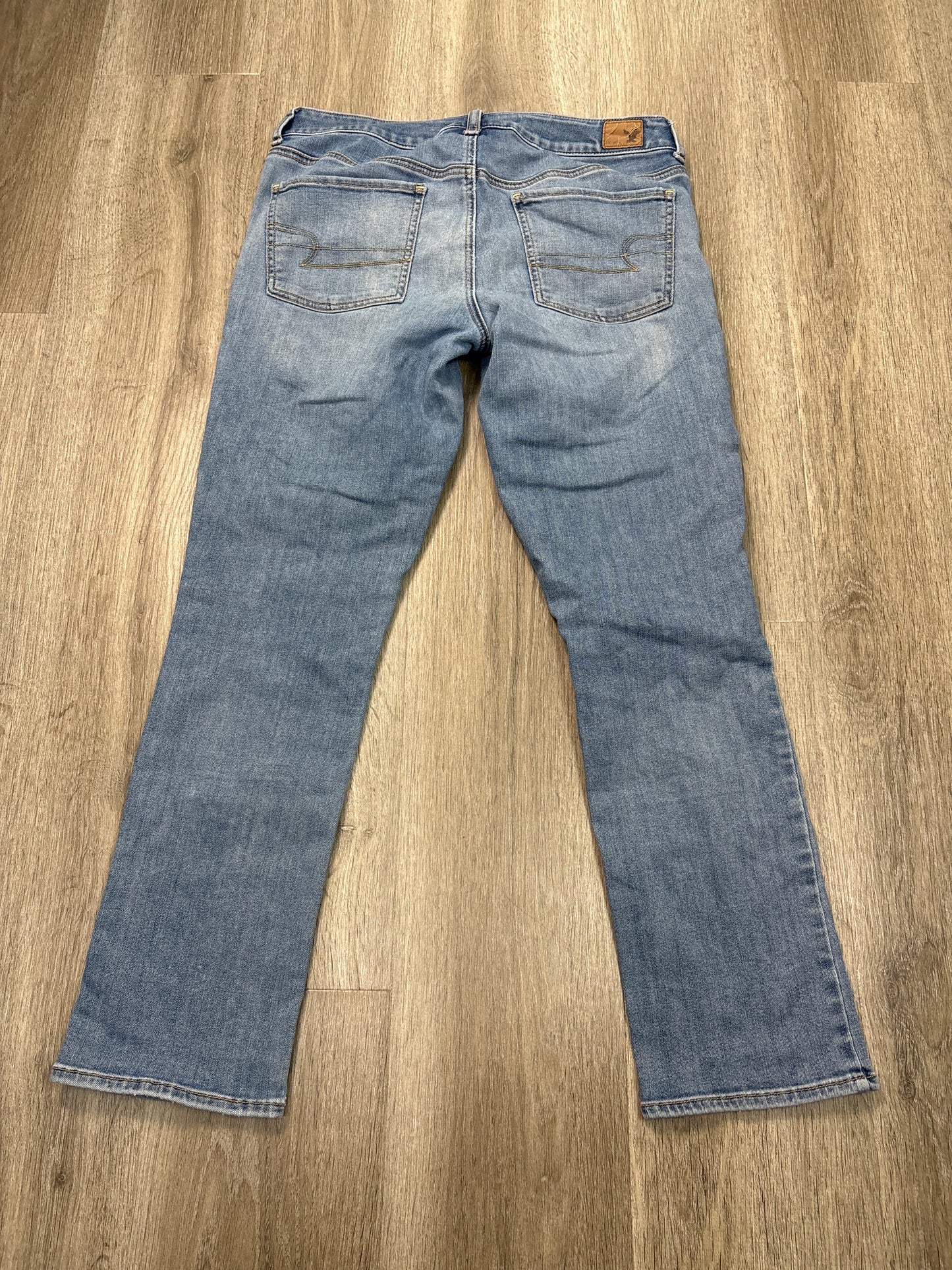 Jeans Straight By American Eagle In Blue Denim, Size: 8