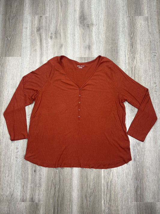 Red Top Long Sleeve Basic Ava & Viv, Size 3x