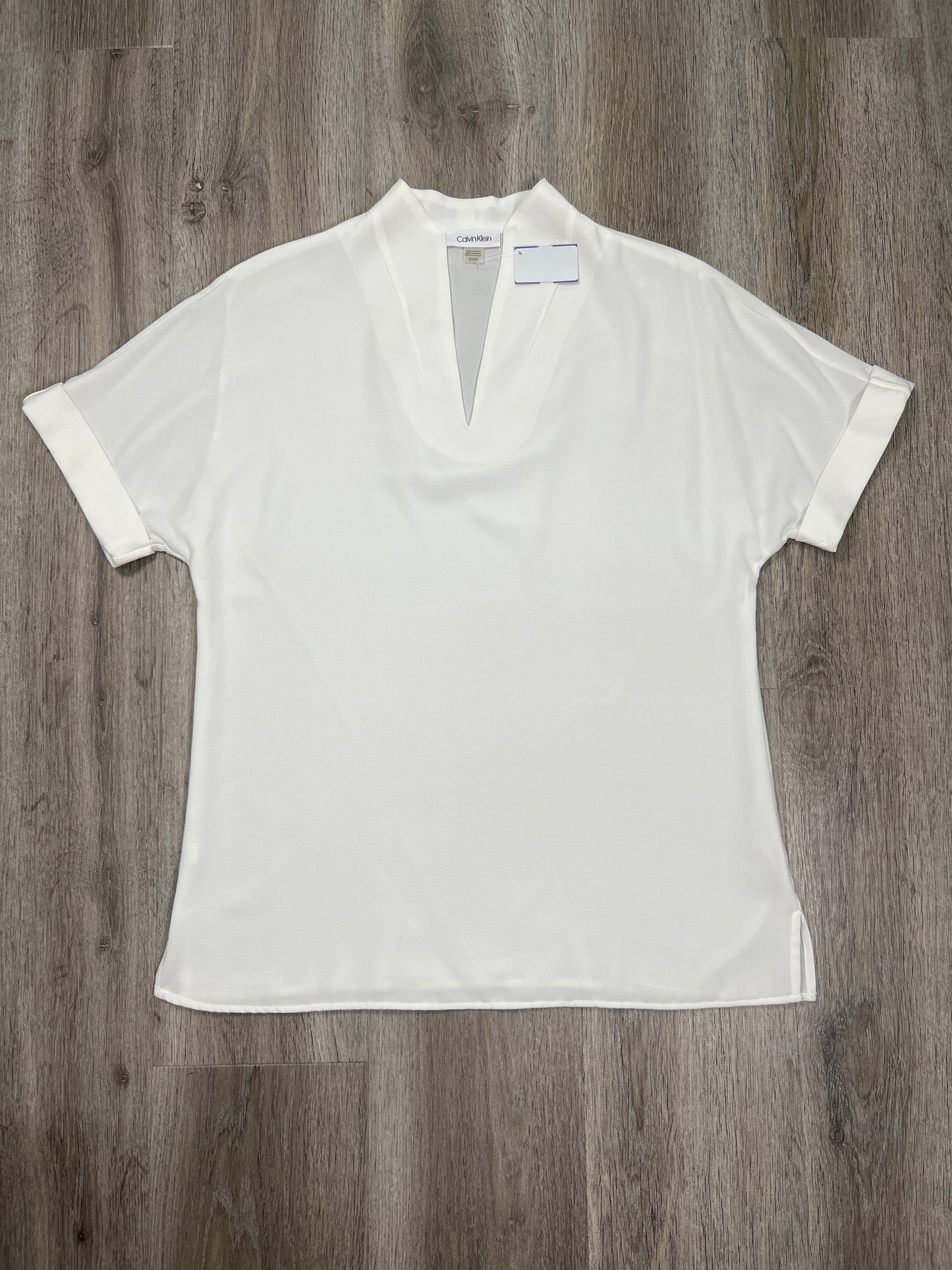 Cream Blouse Short Sleeve Calvin Klein, Size S