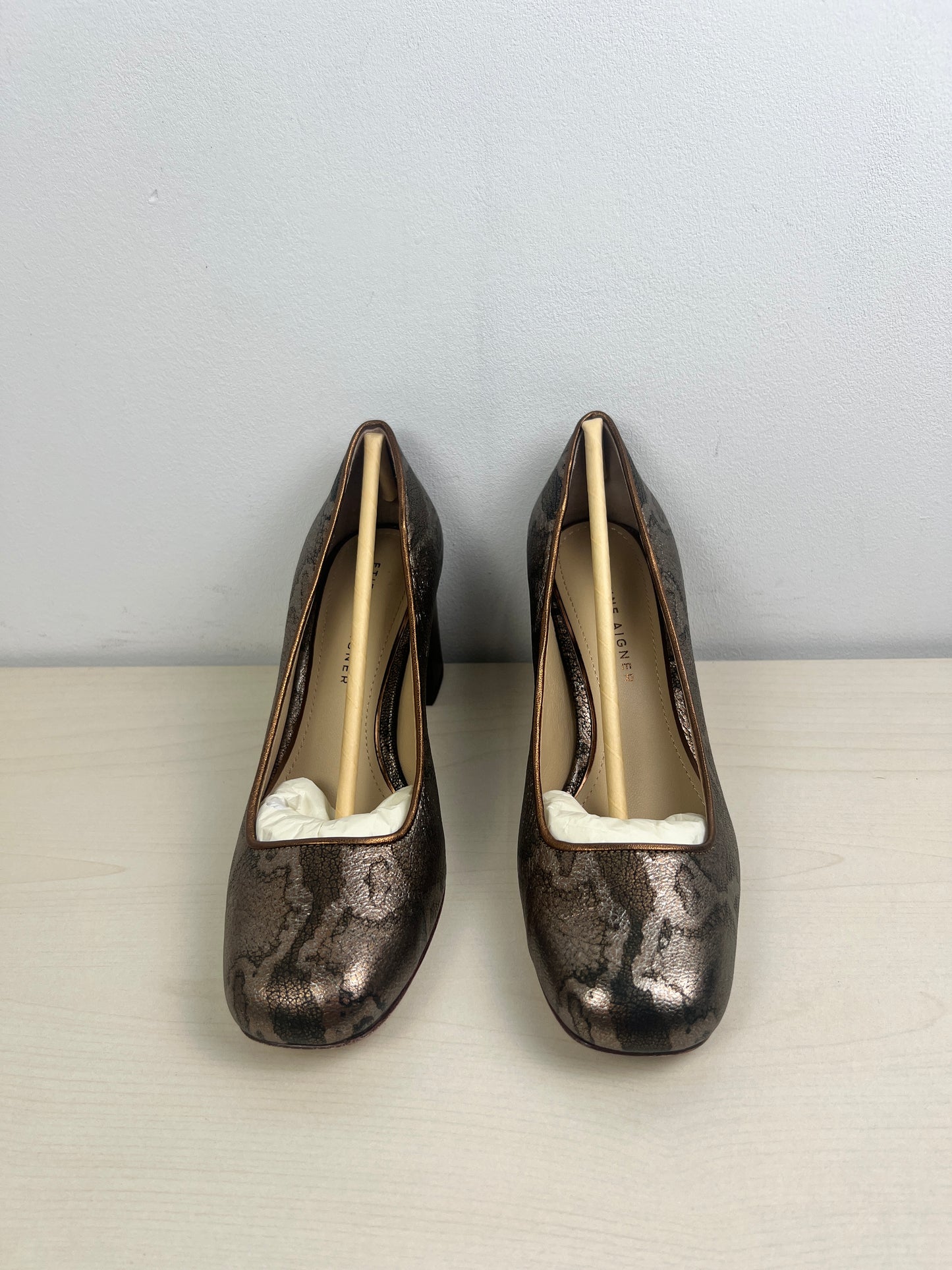 Shoes Heels Block By Etienne Aigner In Bronze, Size: 6.5