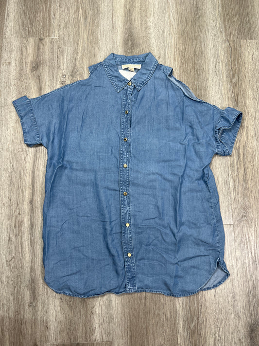 Top Short Sleeve By Michael By Michael Kors In Blue Denim, Size: S