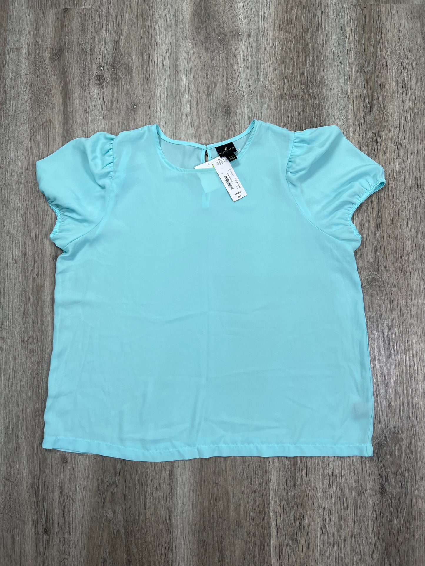 Blouse Short Sleeve By Worthington In Blue, Size: Xxl