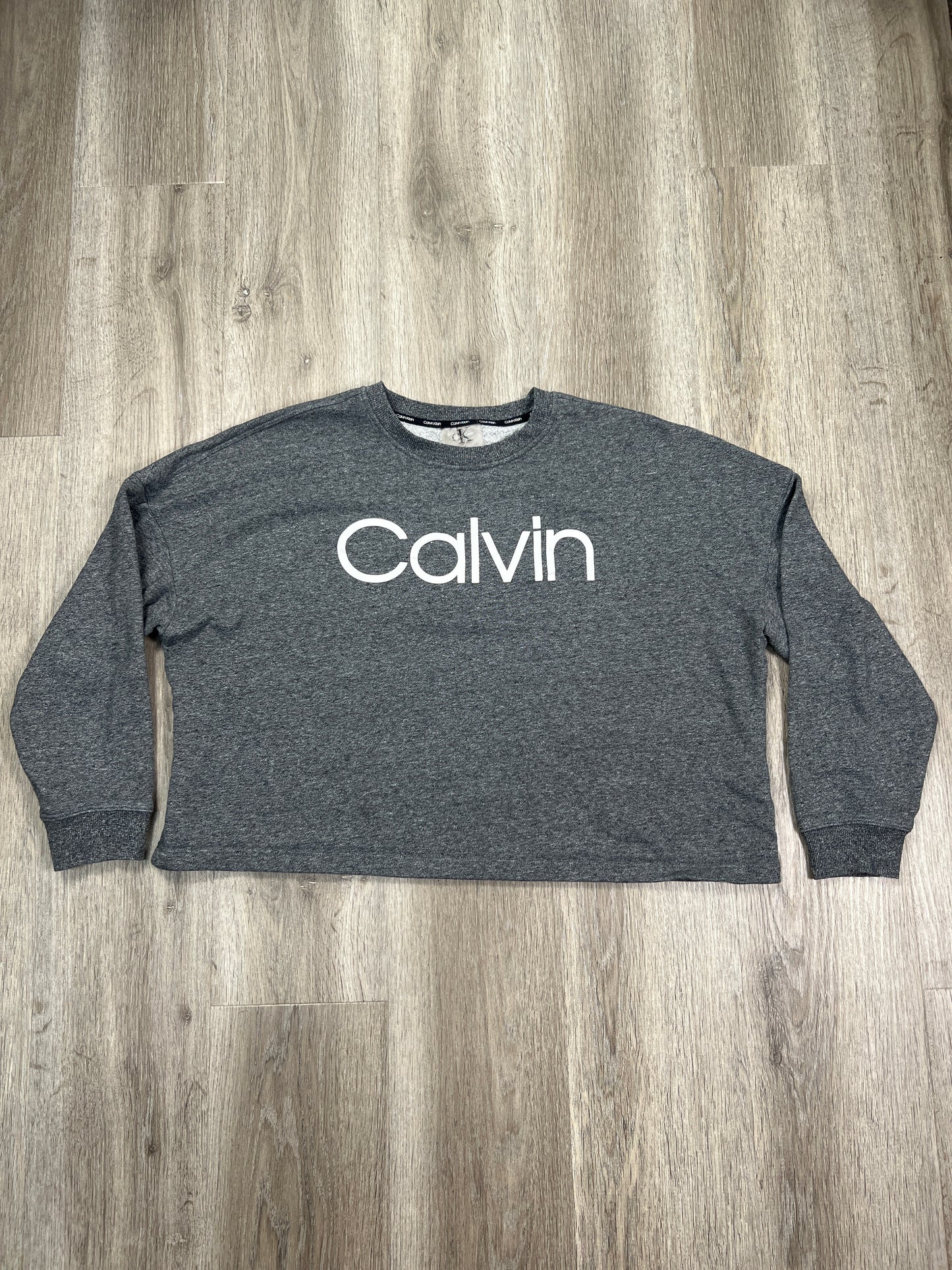 Sweatshirt Crewneck By Calvin Klein In Grey, Size: L