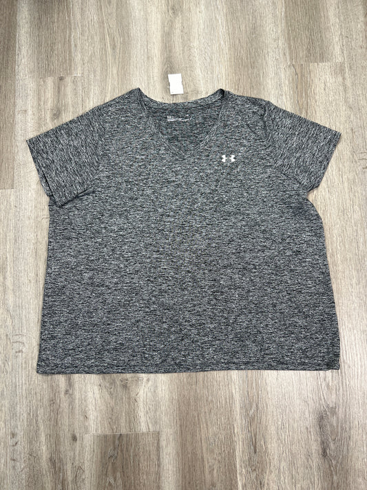 Athletic Top Short Sleeve By Under Armour In Black & Grey, Size: 3x